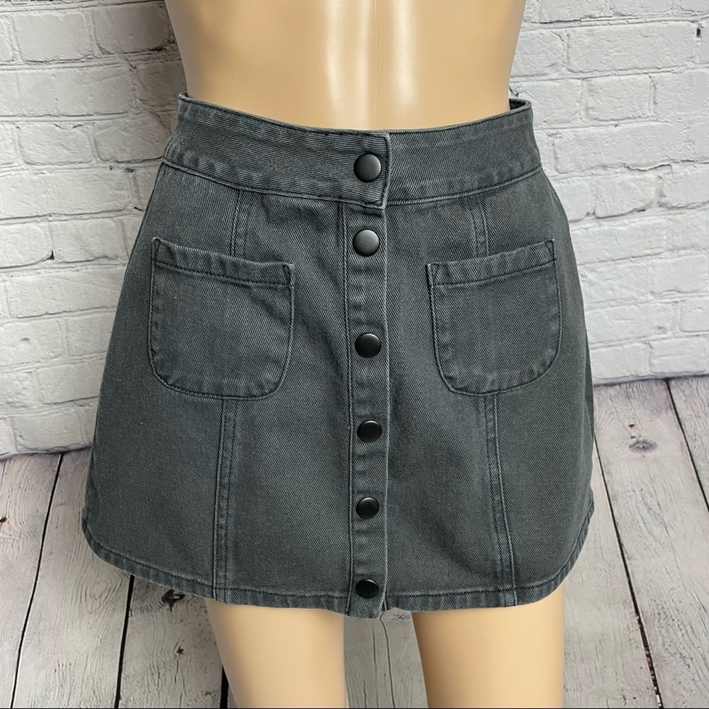 Brandy Melville Faded Black A-line Denim Mini Skirt Size 25